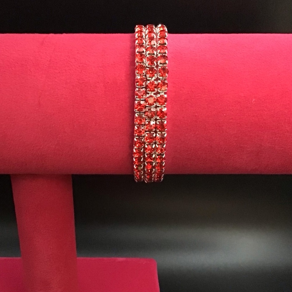 Three Red Rhinestone Bracelets